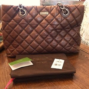 kate spade Gold Coast Maryanne leather quilted tote with dust bag